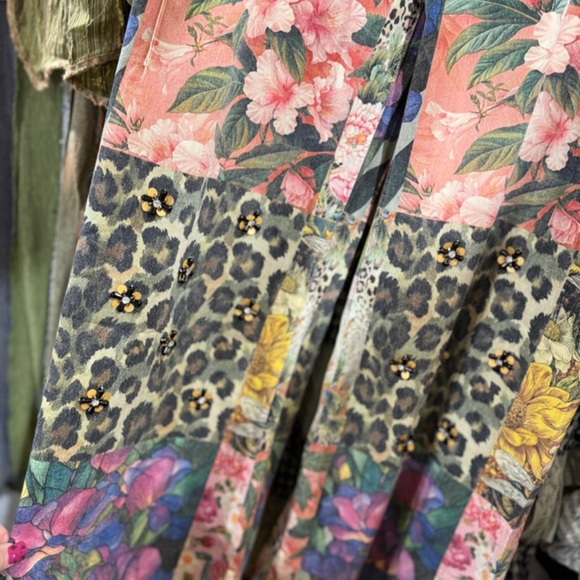 A Rare Bird Floral and Leopard Print Boot Cut Jeans - Picture 2 of 6